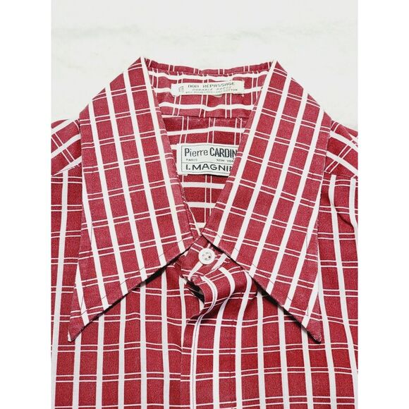 Pierre Cardin Shirt Mens 15 / 32 Vintage Late 70s I Magnin Gingham Long Sleeve - Picture 4 of 8